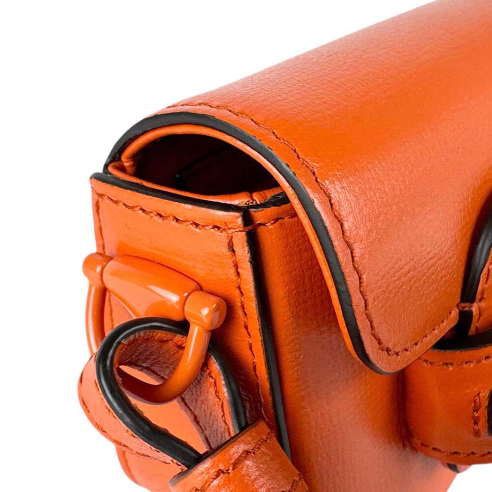 GUCCI Orange Leather Horsebit Shoulder Bag - Picture 6 of 13